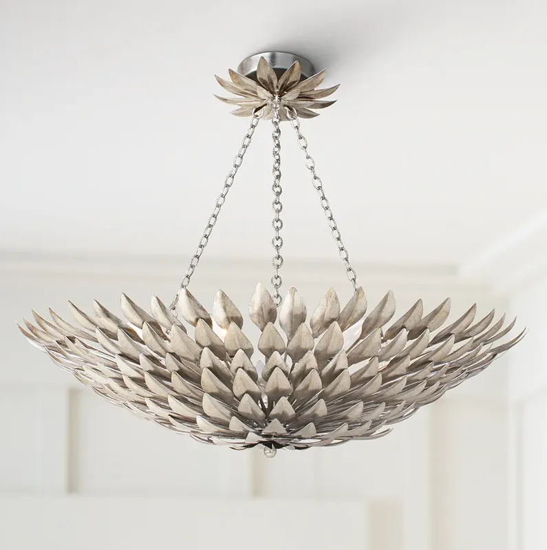 Crystorama Broche 24" Wide Antique Silver Ceiling Light