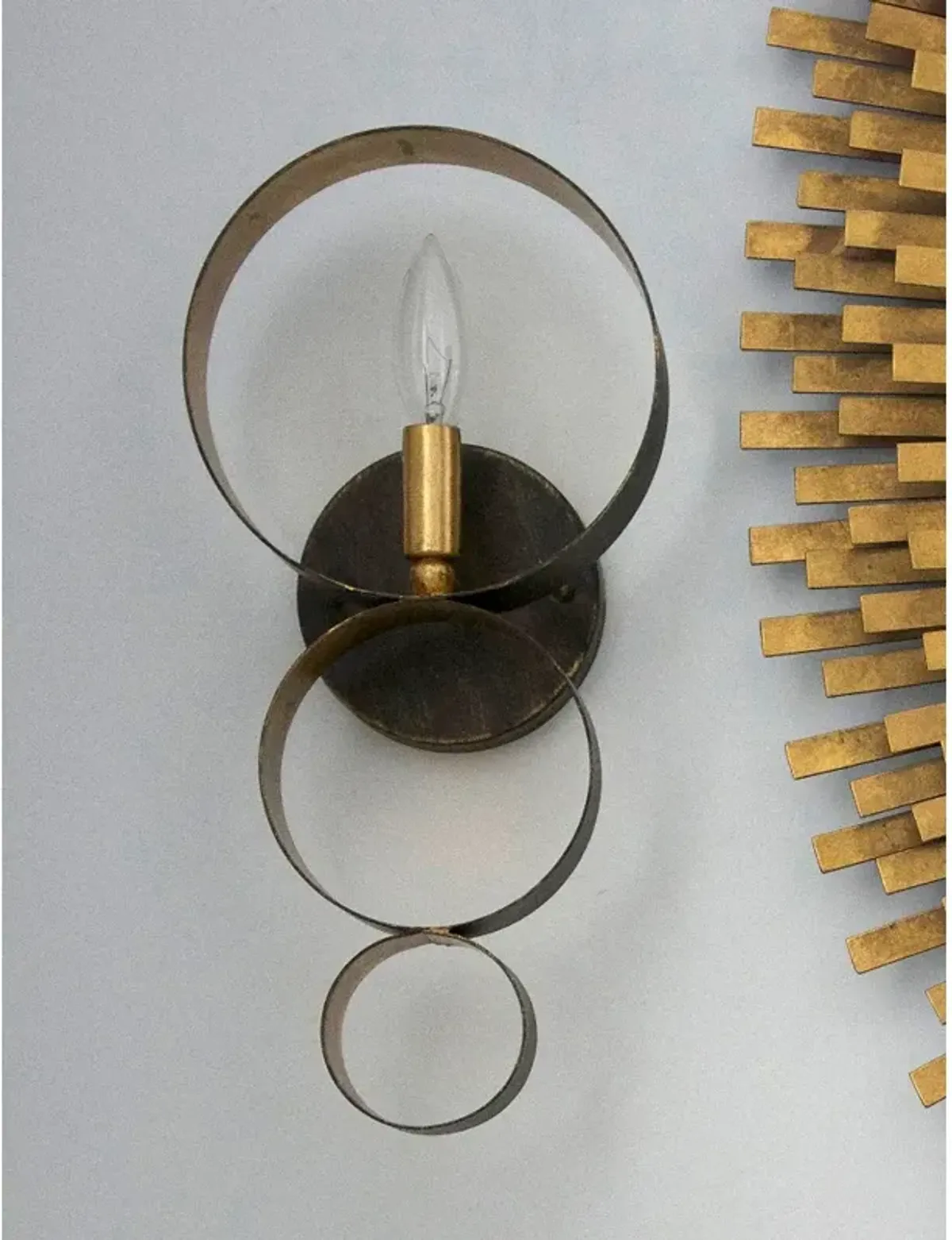 Crystorama Luna 14 3/4" High Bronze and Gold Sconce