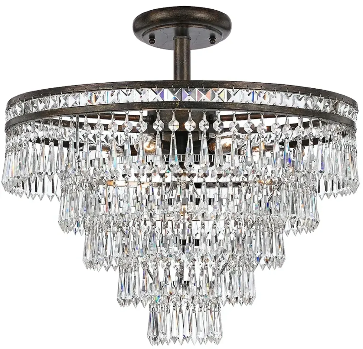 Crystorama Mercer 20" Wide Crystal Bronze Ceiling Light