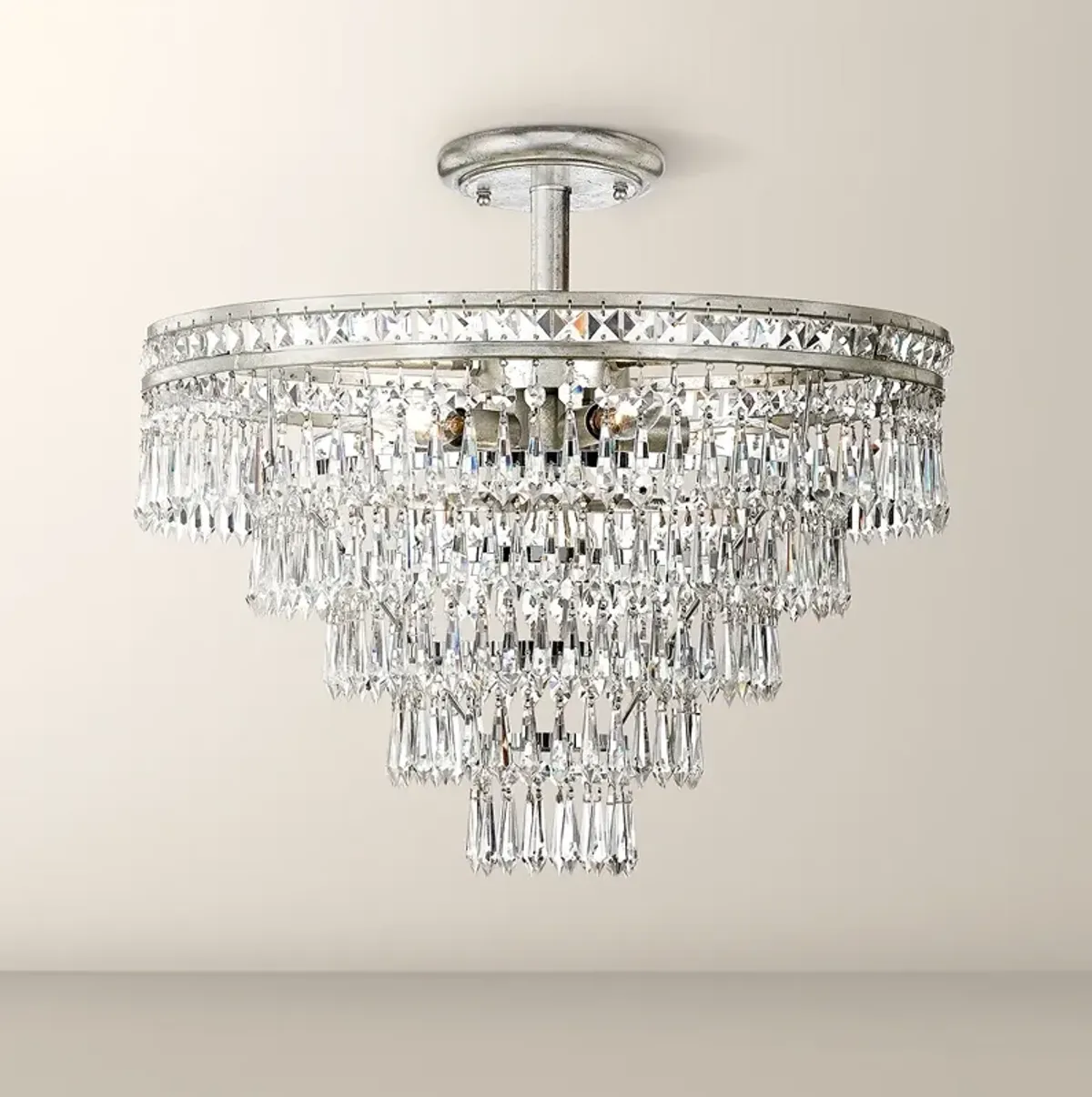 Crystorama Mercer 20" Wide Crystal Silver Ceiling Light