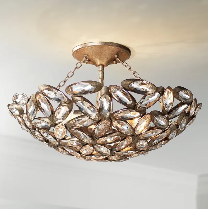 Franklin Iron Works Viera 20" Bronze Crystal Semi-Flush Ceiling Light