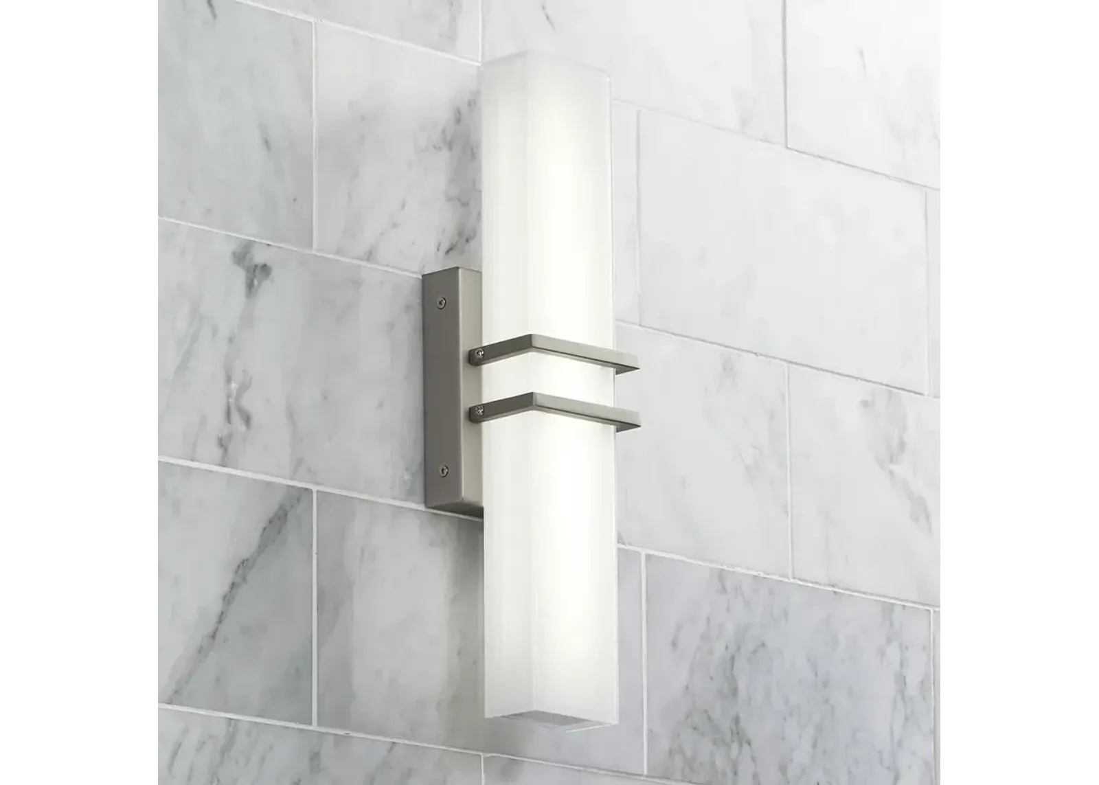 Possini Euro Exeter 17" High Nickel and Glass Modern LED Bath Light