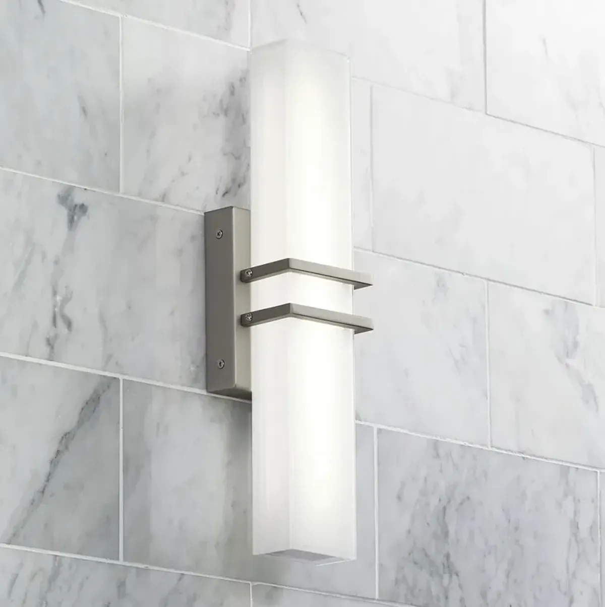 Possini Euro Exeter 17" High Nickel and Glass Modern LED Bath Light