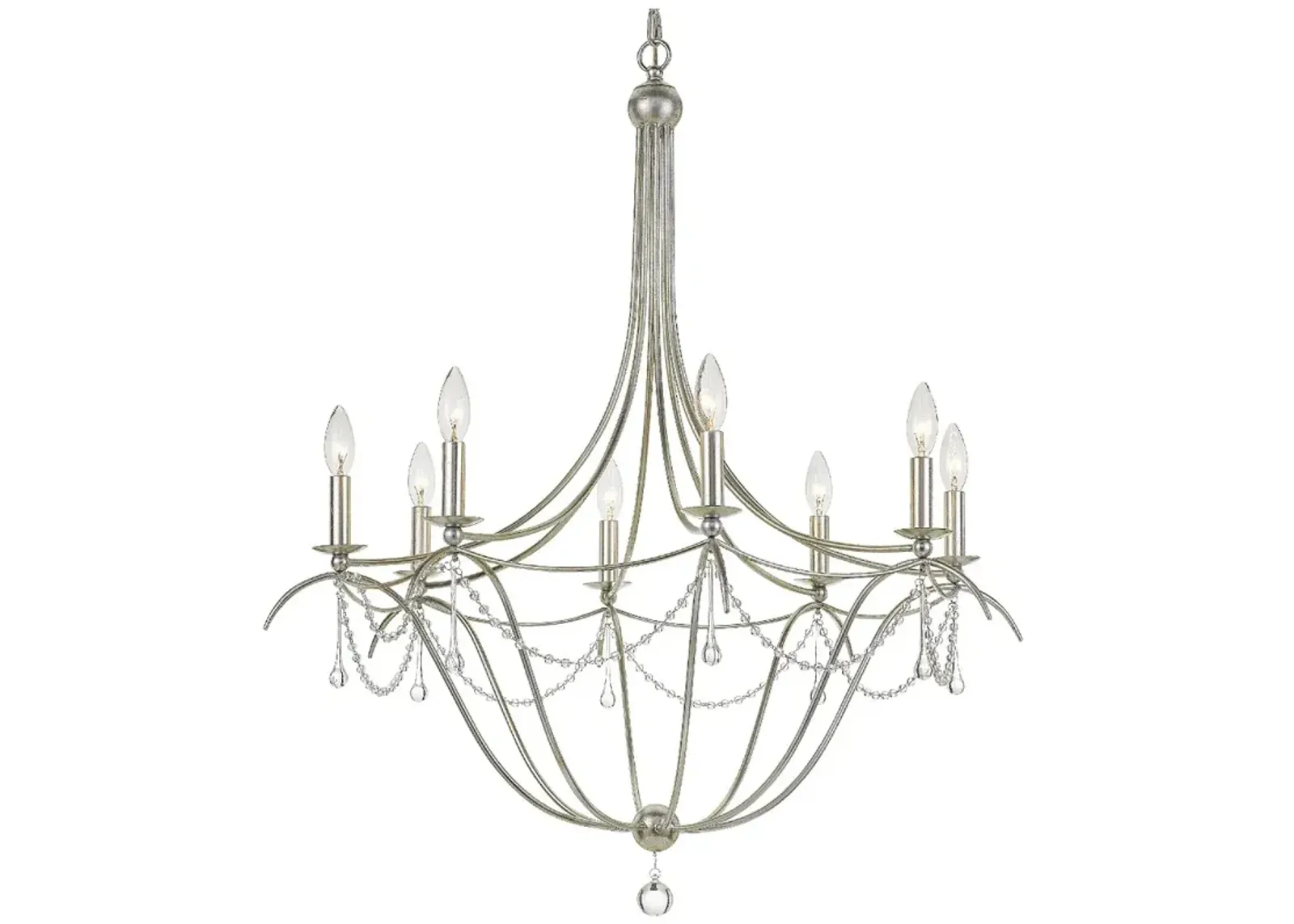 Metro 8 Light Crystal Beads Silver Chandelier