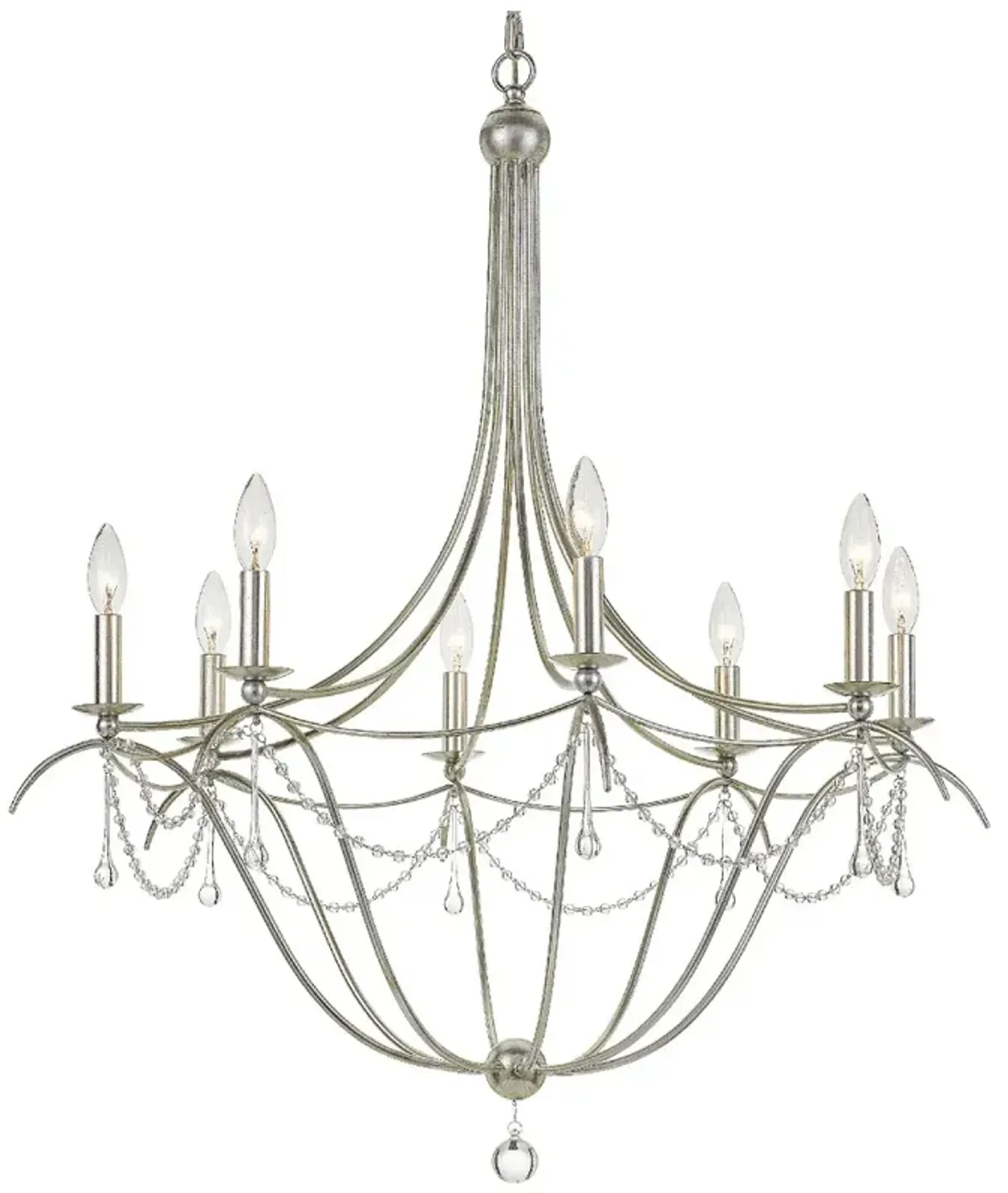 Metro 8 Light Crystal Beads Silver Chandelier