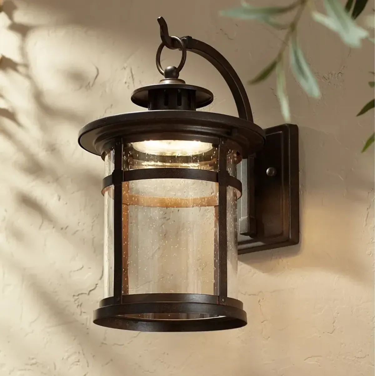 Franklin Iron Works Callaway 14 1/2" Bronze LED Lantern Outdoor Light