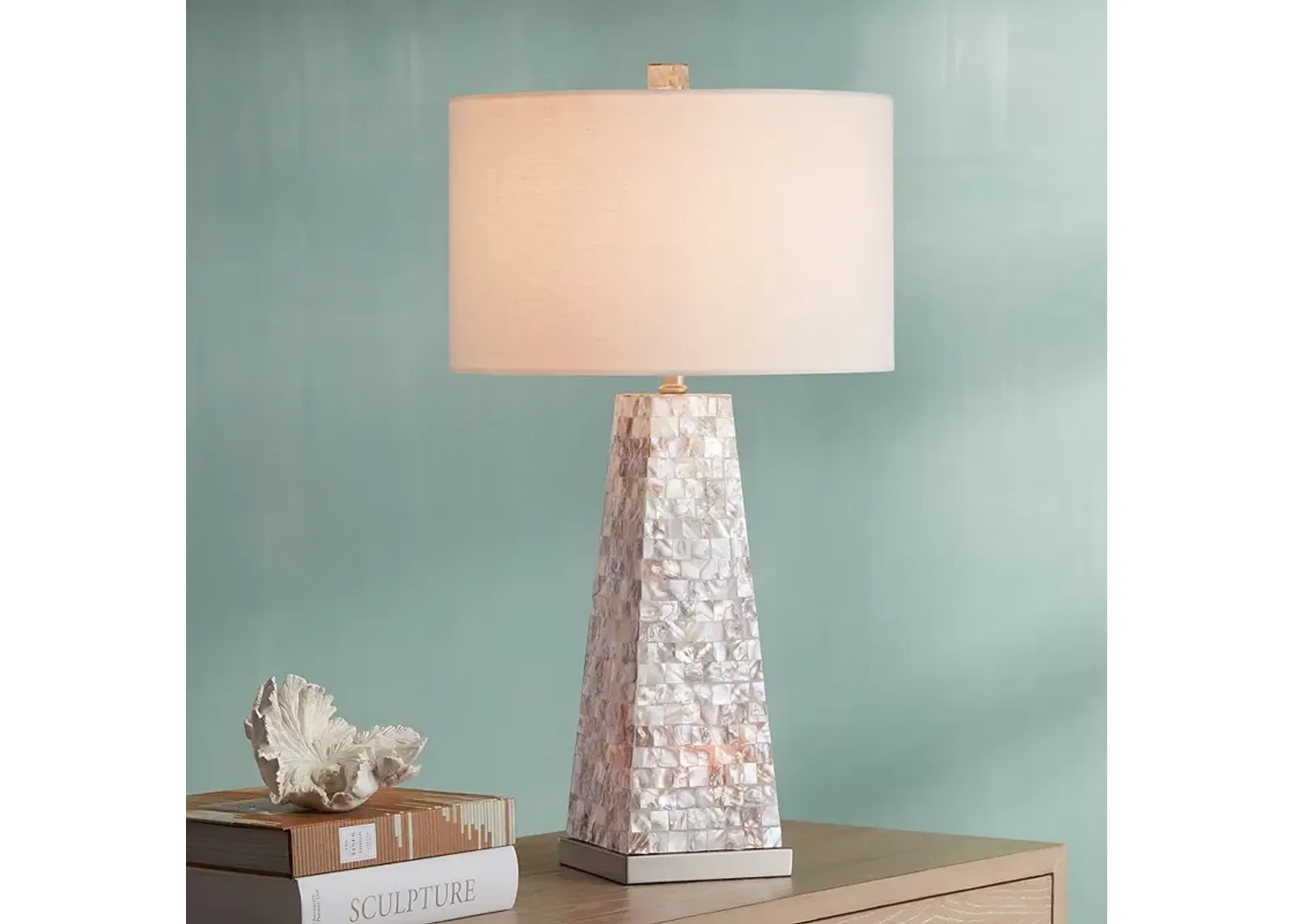 Possini Euro Lorin 29" Mother of Pearl Table Lamp with Night Light