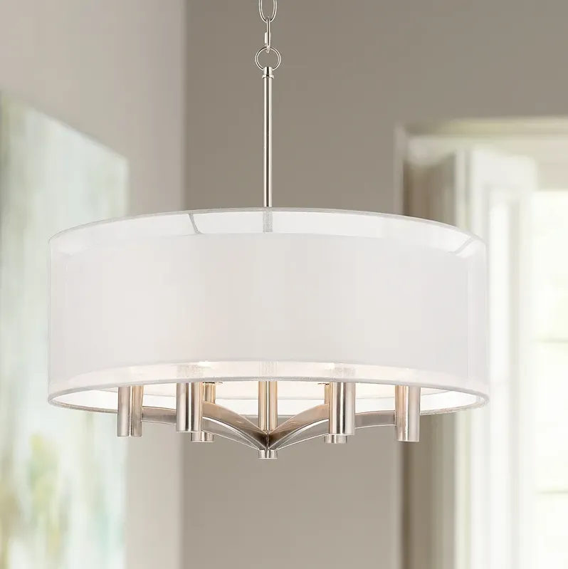 Possini Euro Caliari 22" Wide Brushed Nickel 6-Light Pendant