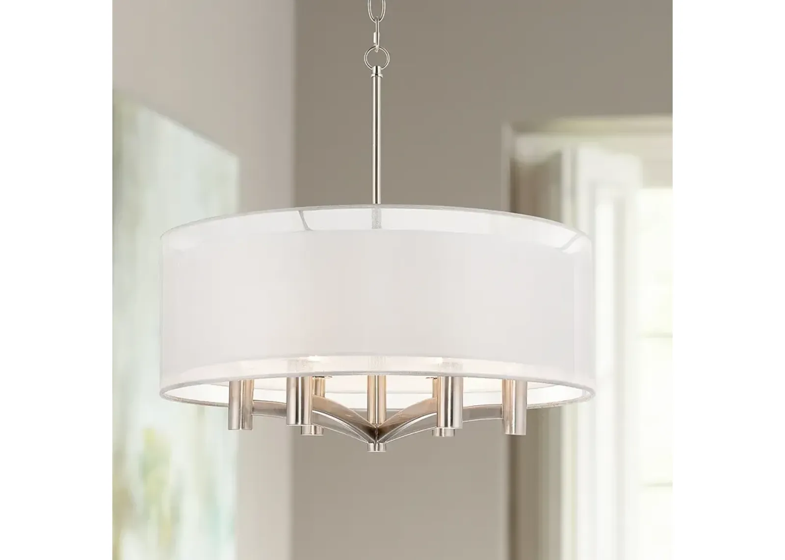 Possini Euro Caliari 22" Wide Brushed Nickel 6-Light Pendant