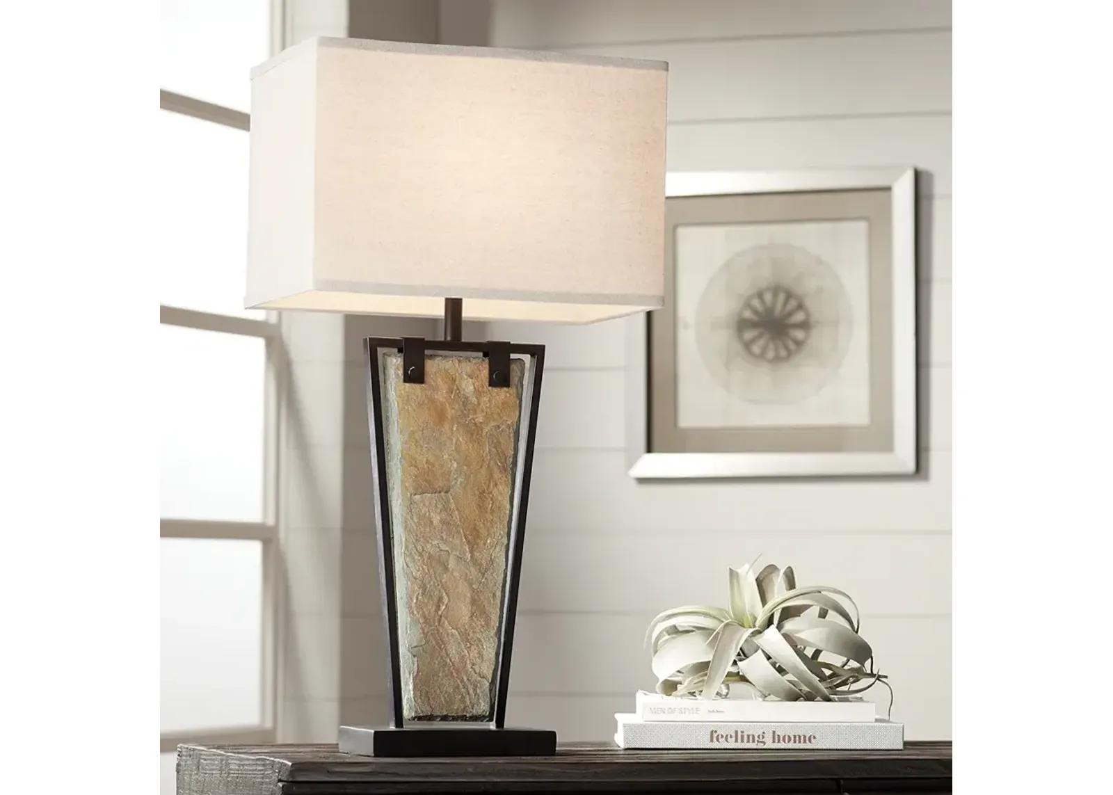 Franklin Iron Works Zion 30" High Tapered Slate Table Lamp