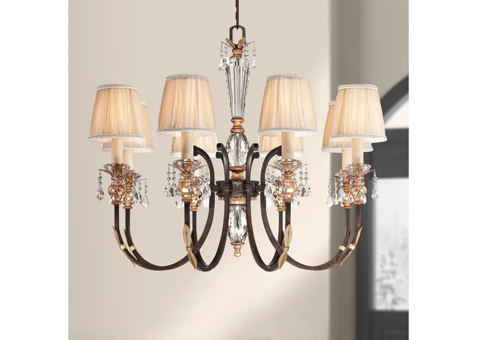 Metropolitan Bella Cristallo 35" Wide Bronze and Crystal Chandelier