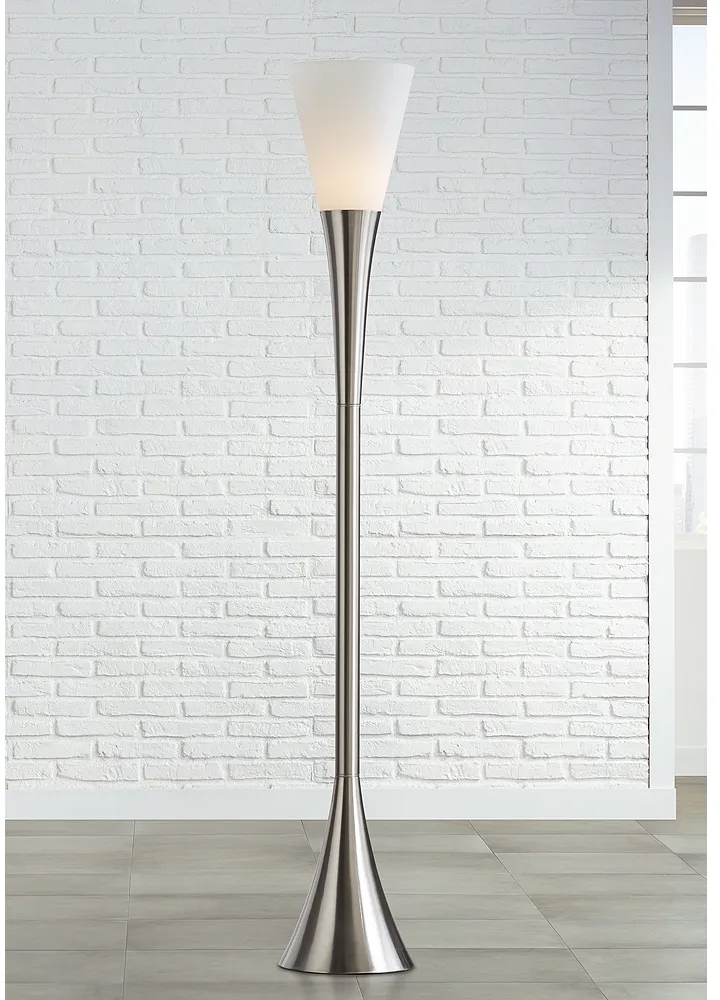 Light Accents - Metro Torchiere Modern Floor Lamp Brushed Nickel