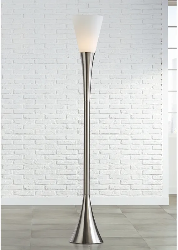 Possini Euro Piazza 72 1/2" Brushed Nickel Modern Torchiere Floor Lamp
