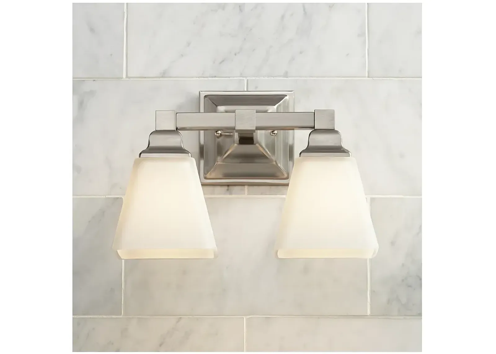 Regency Hill Mencino-Opal 12 3/4" Satin Nickel and Glass Bath Light