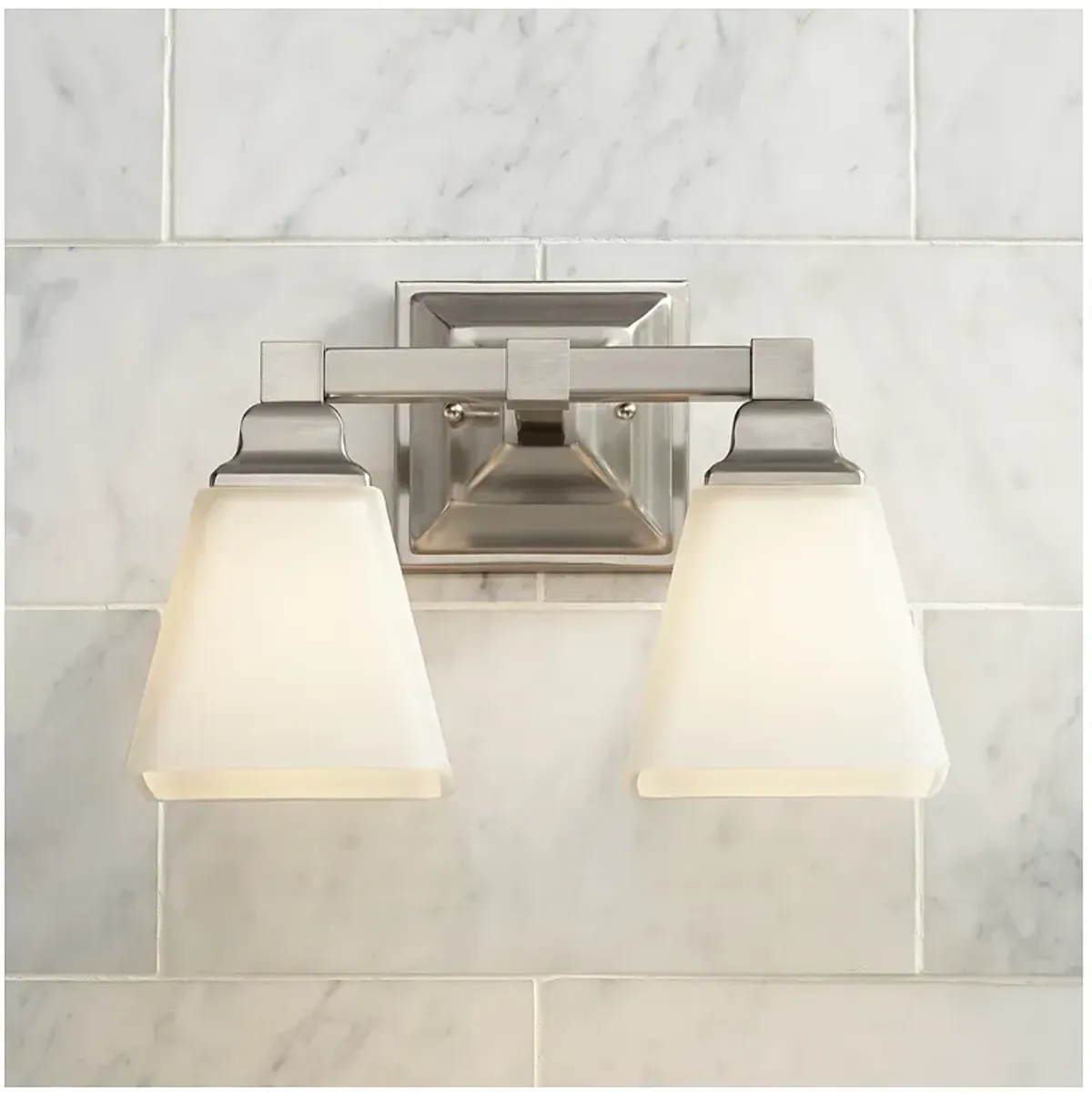 Regency Hill Mencino-Opal 12 3/4" Satin Nickel and Glass Bath Light