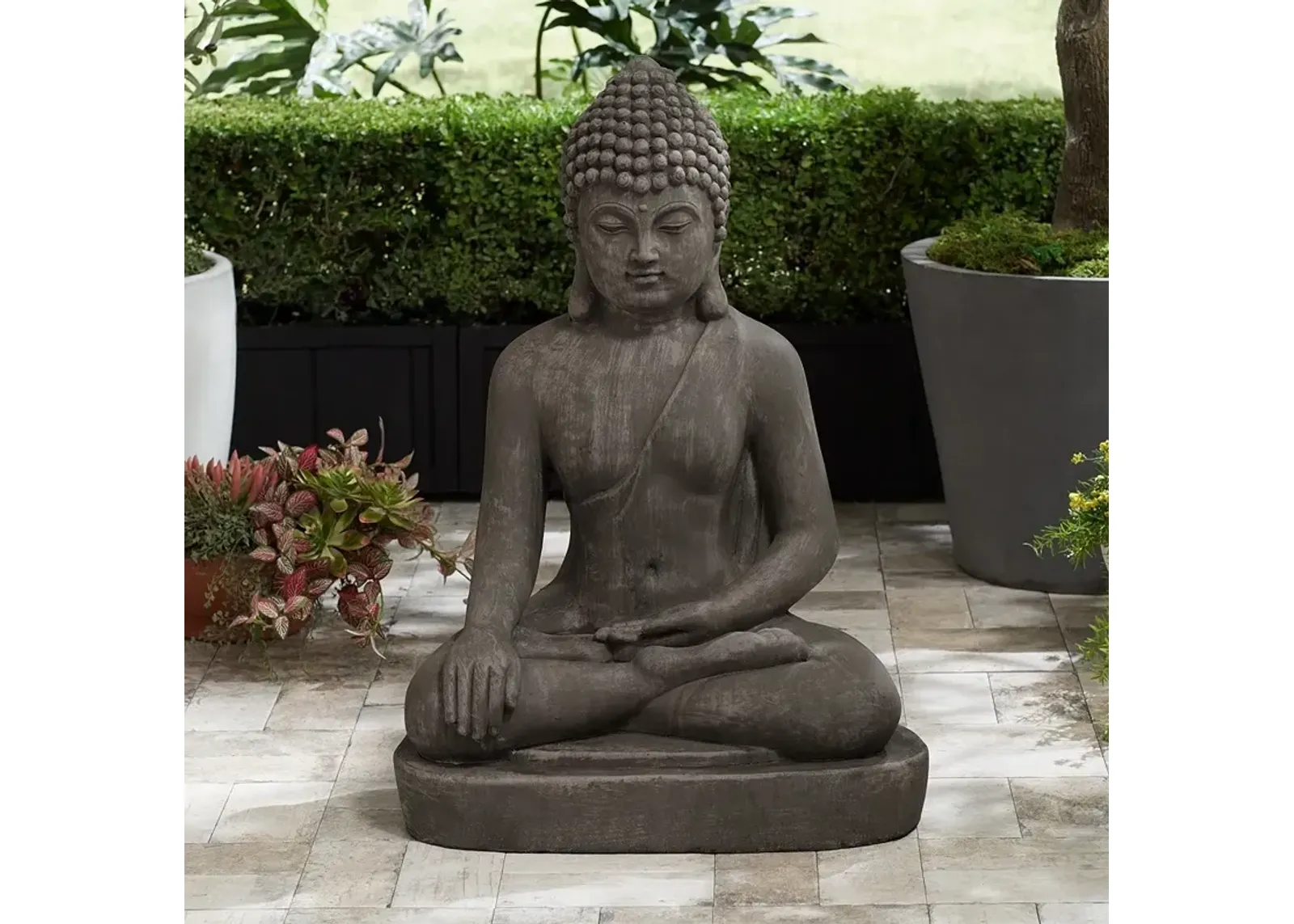 Sitting Buddha 29 1/2" High Sandstone Outdoor Statue