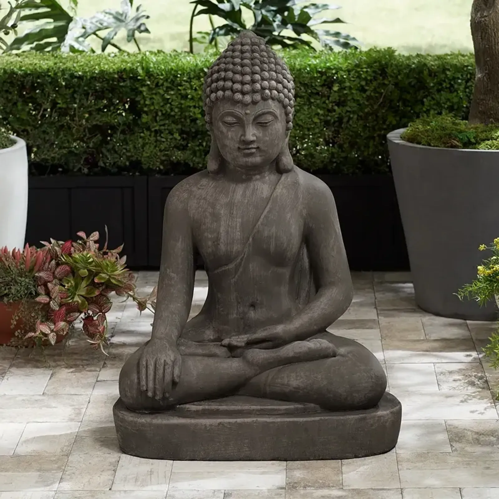 Sitting Buddha 29 1/2" High Sandstone Outdoor Statue