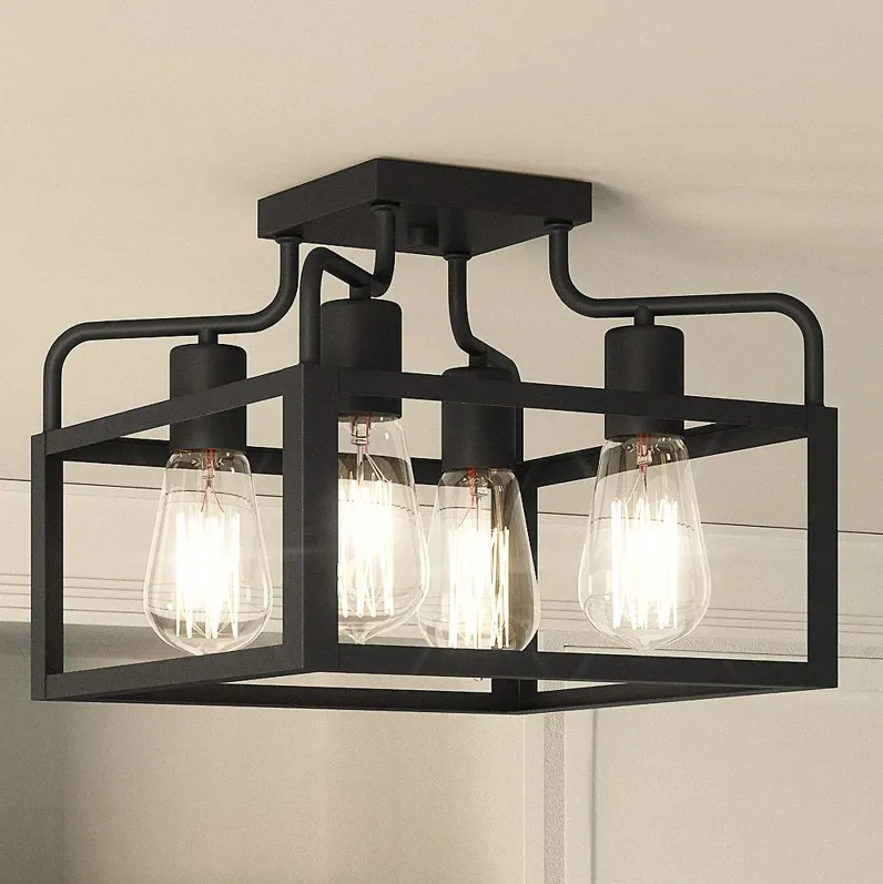 Quoizel Paulsen 12" Wide Matte Black 4-Light Ceiling Light