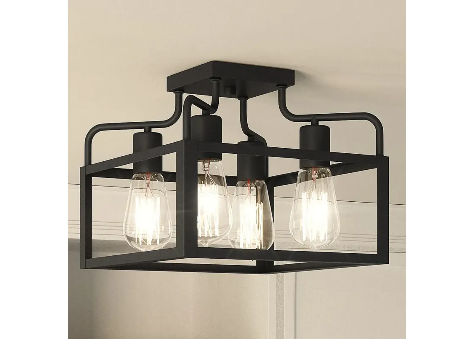 Quoizel Paulsen 12" Wide Matte Black 4-Light Ceiling Light