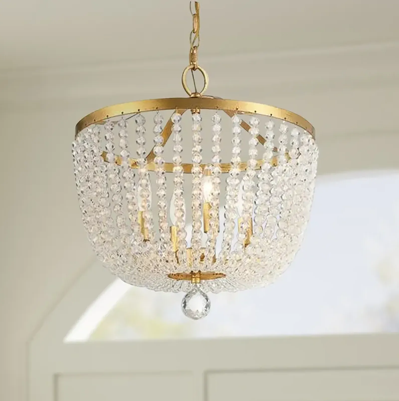 Crystorama Rylee 16 1/2"W Antique Gold Glass Ceiling Light