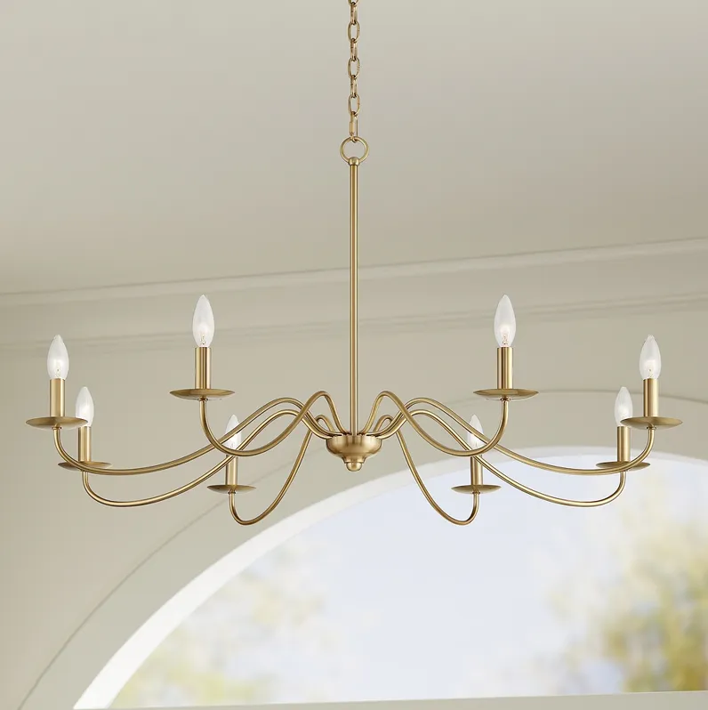 Franklin Iron Marinec 42" Soft Gold 8-Light Candelabra Chandelier