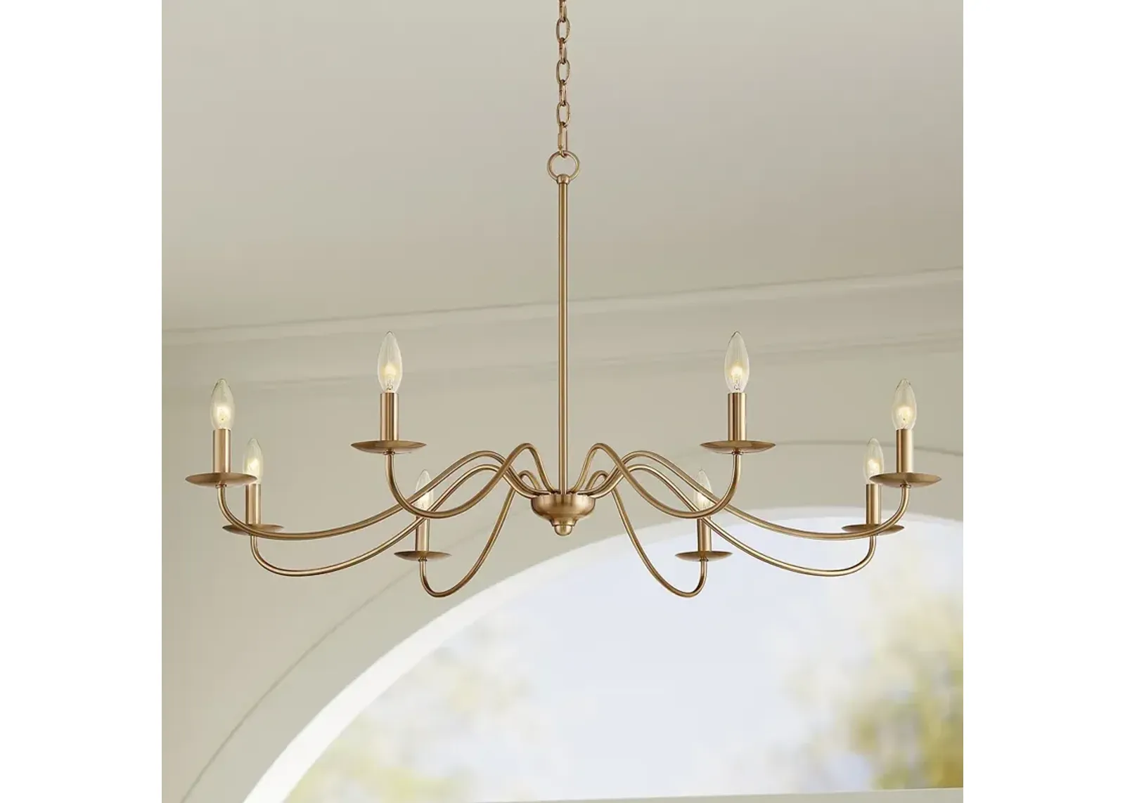 Franklin Iron Marinec 42" Soft Gold 8-Light Candelabra Chandelier