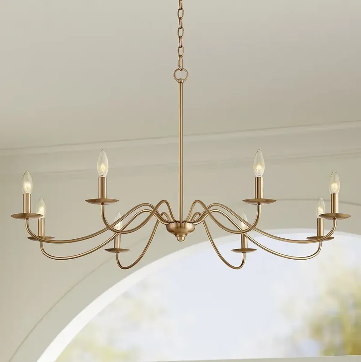 Franklin Iron Marinec 42" Soft Gold 8-Light Candelabra Chandelier