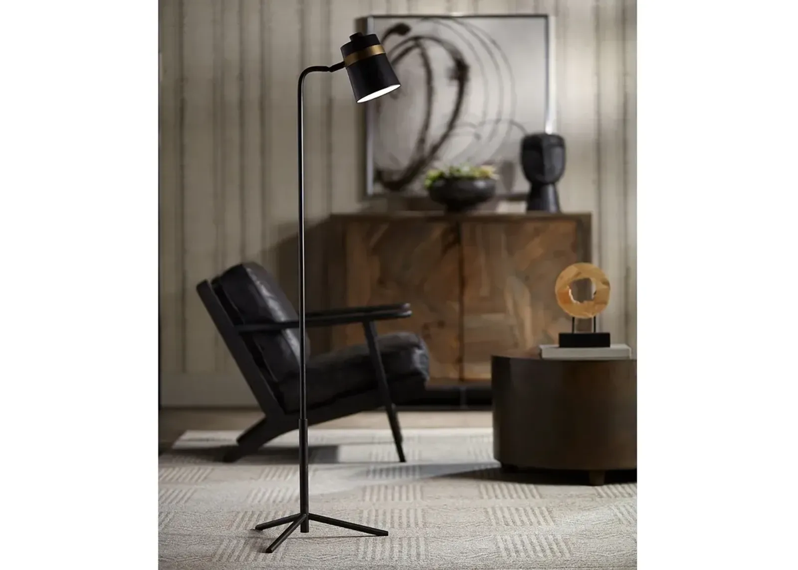 Pacific Coast Lighting Black and Brass Tripod Base Floor Lamp