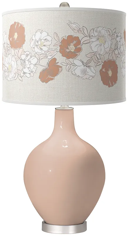 Italian Coral Rose Bouquet Ovo Table Lamp