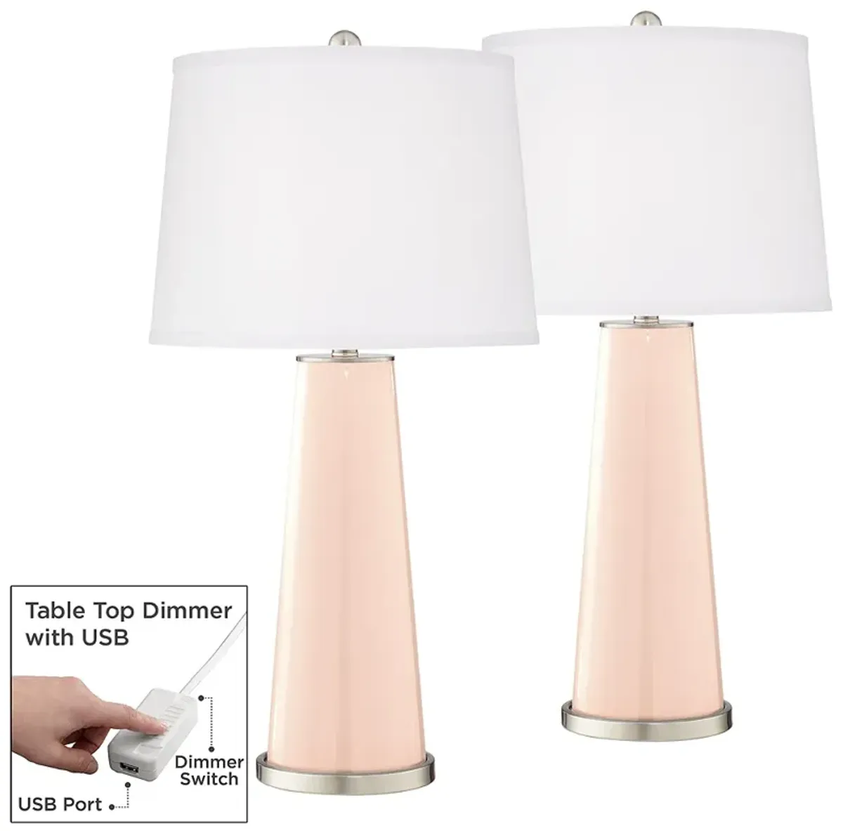 Linen Leo Table Lamp Set of 2 with Dimmers