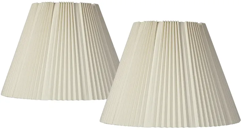 Springcrest Eggshell White Pleated Lamp Shades 9x17x12.25 (Spider) Set of 2