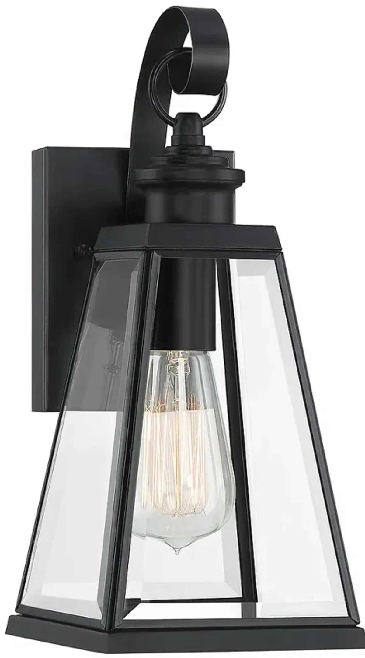 Quoizel Paxton 13 1/4" Matte Black Clear Glass Outdoor Wall Lantern