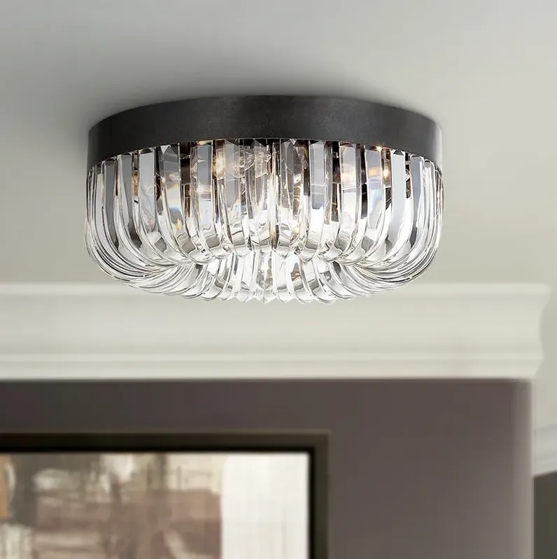 Alister 17" Wide Charcoal Bronze and Crystal Ceiling Light