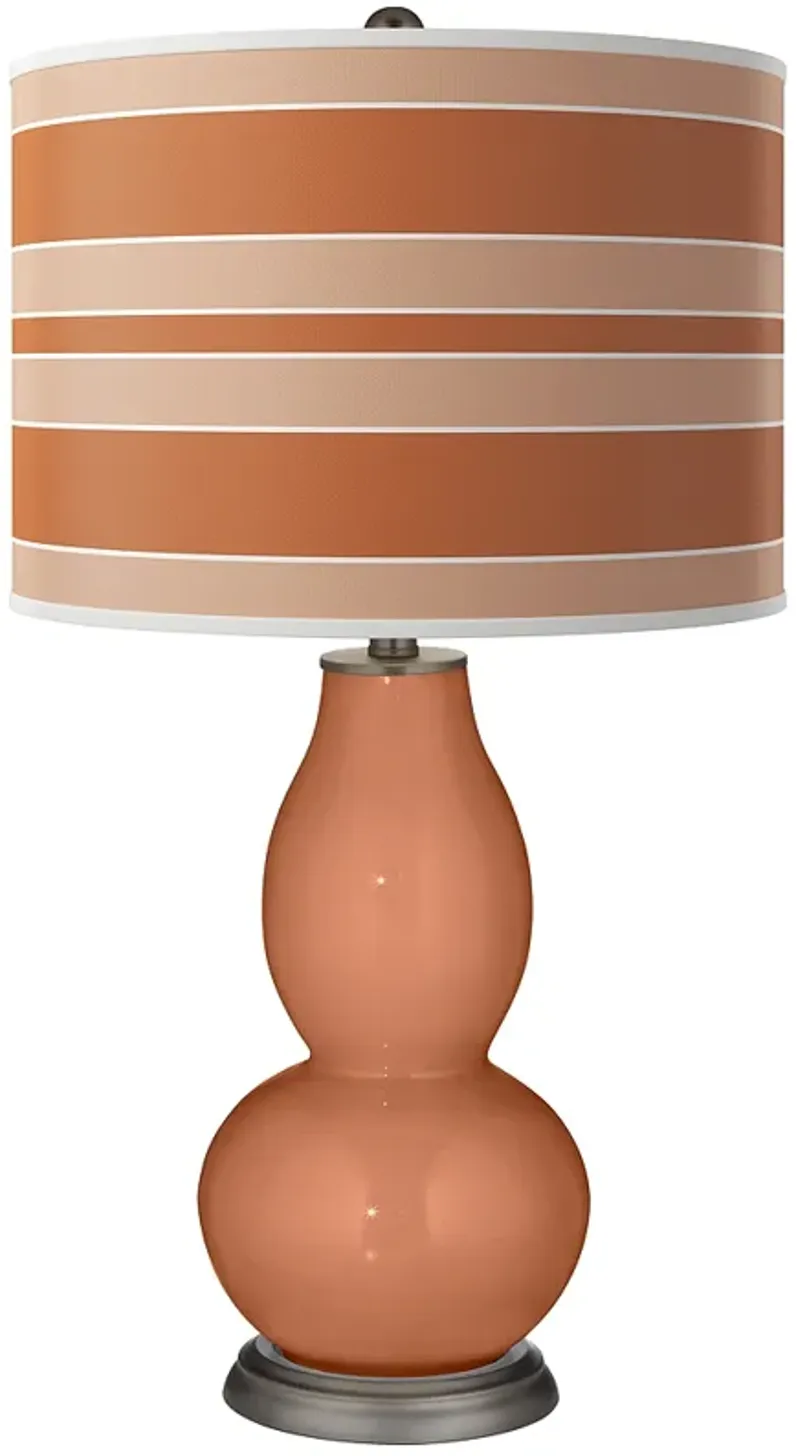 Baked Clay Bold Stripe Double Gourd Table Lamp