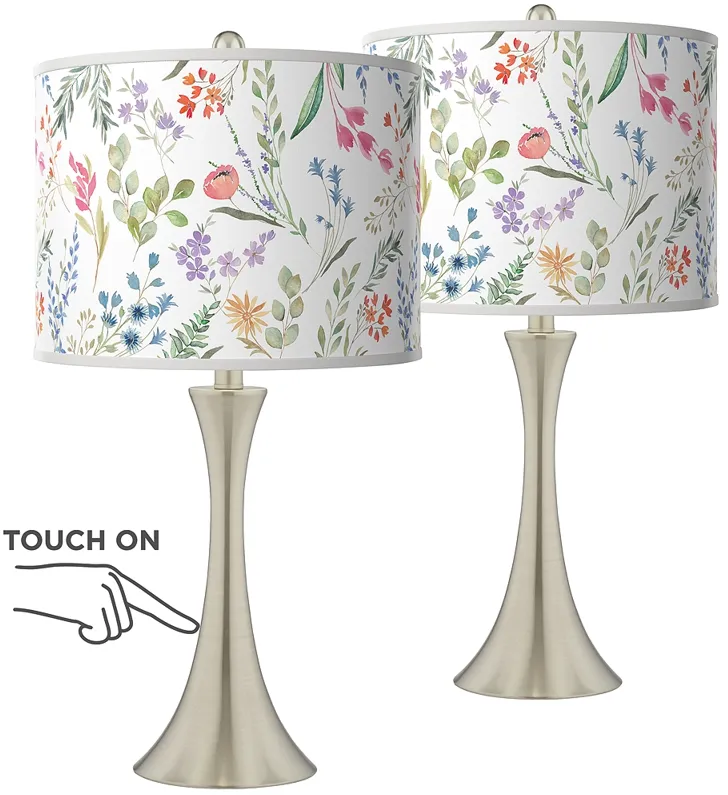 Spring's Joy Trish Brushed Nickel Touch Table Lamps Set of 2
