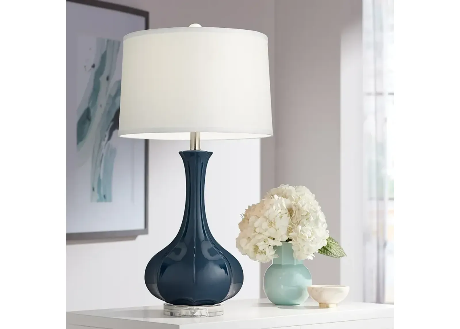 Pacific Coast Lighting 27" Modern Vase Regatta Blue Ceramic Table Lamp