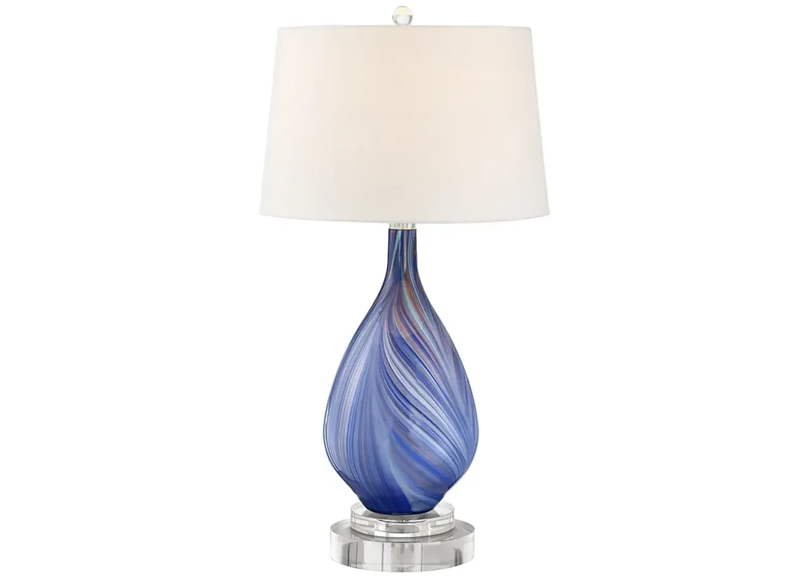 Possini Euro Taylor 30 1/2" Blue Glass Table Lamp with Acrylic Riser