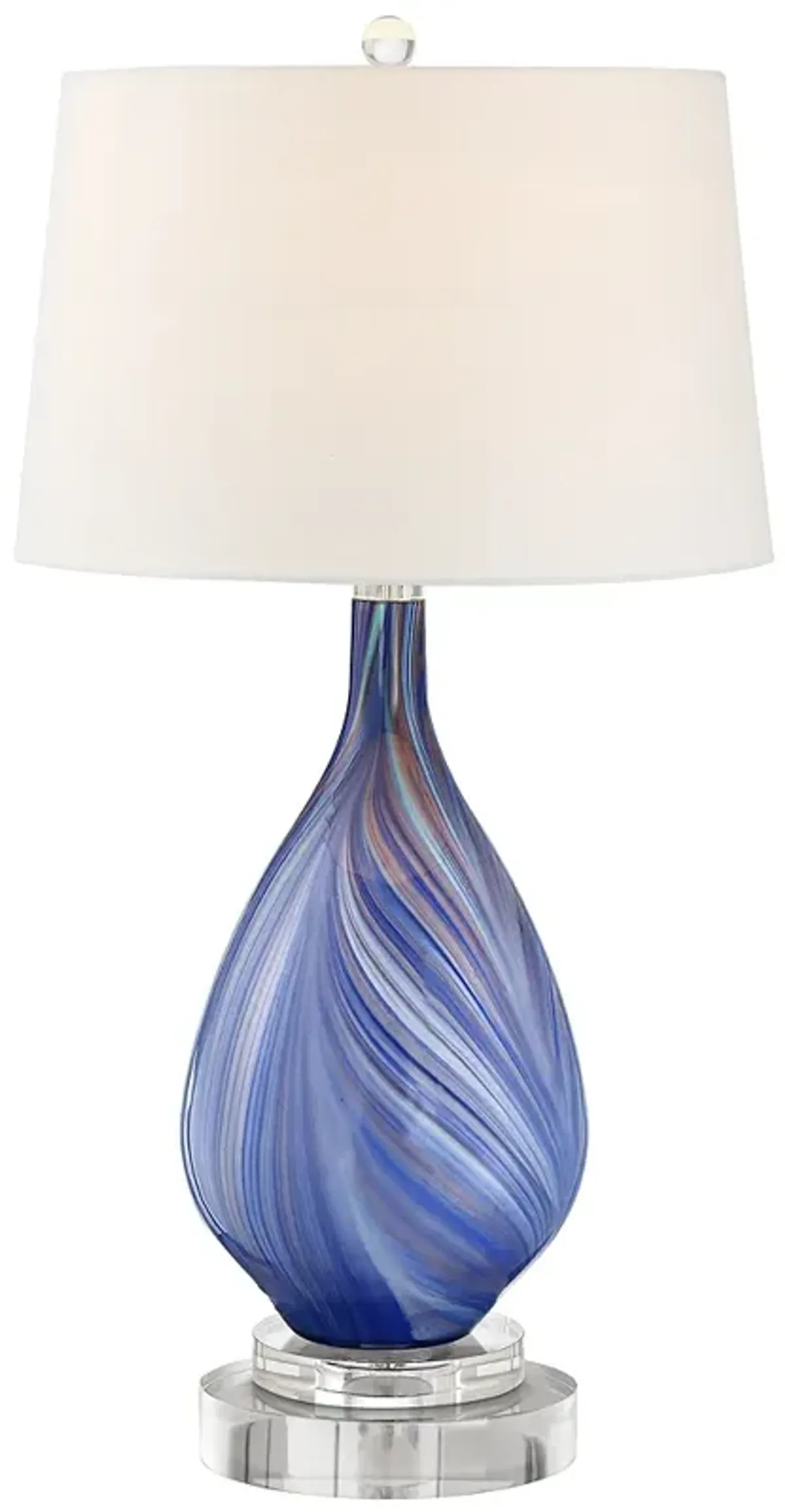 Possini Euro Taylor 30 1/2" Blue Glass Table Lamp with Acrylic Riser