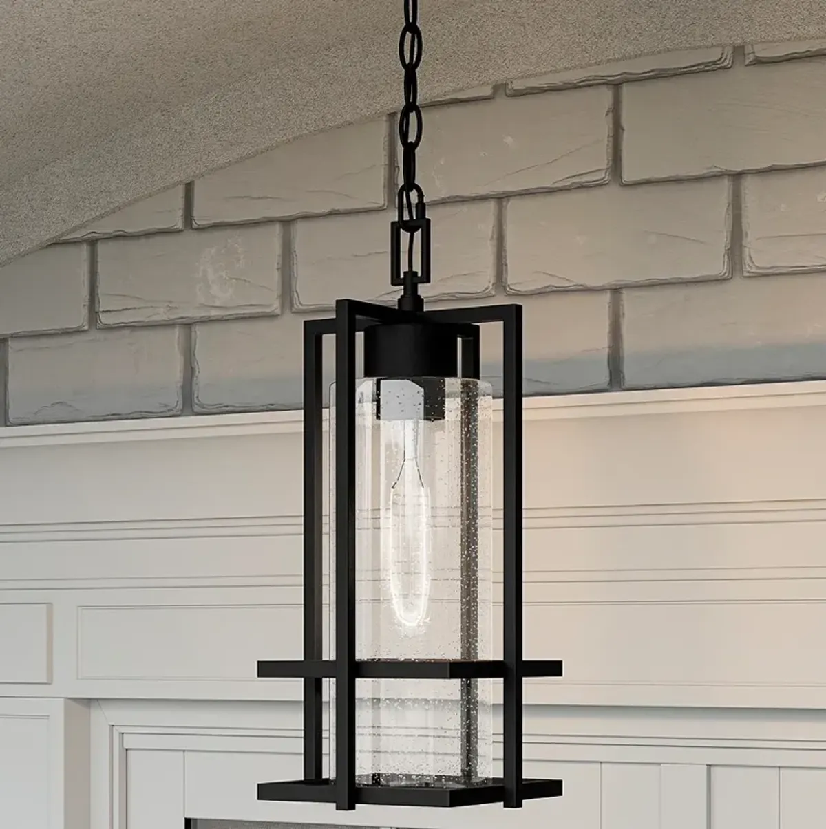 Quoizel Damien 17 1/4" High Earth Black Outdoor Hanging Light