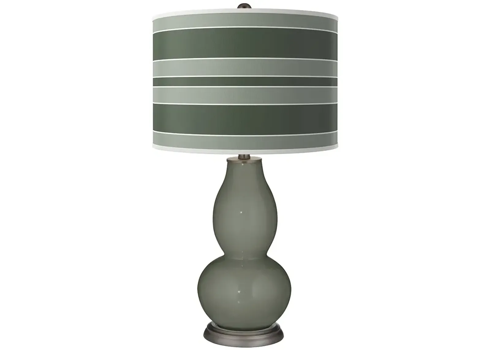 Pewter Green Bold Stripe Double Gourd Table Lamp