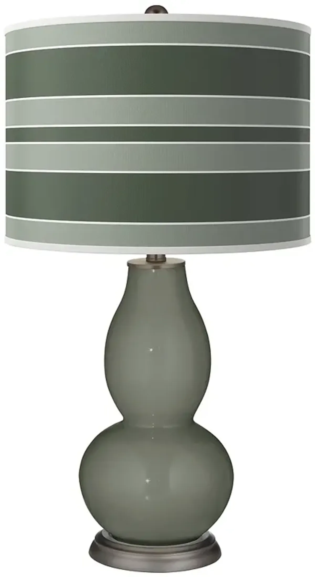 Pewter Green Bold Stripe Double Gourd Table Lamp