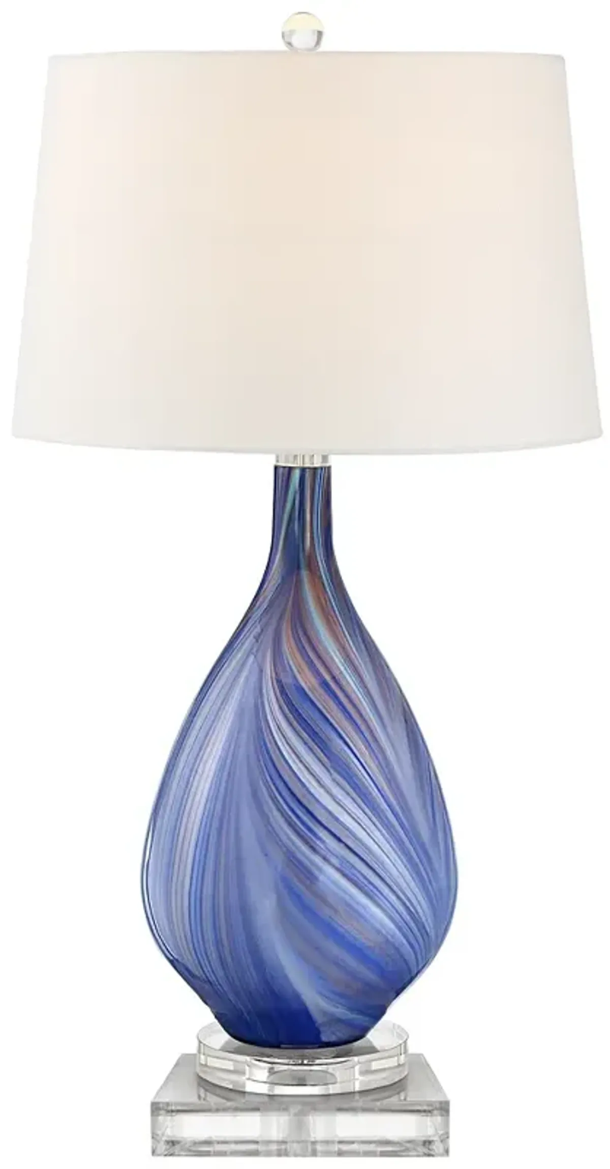 Possini Euro Taylor 30 1/2" Blue Glass Table Lamp with Square Riser