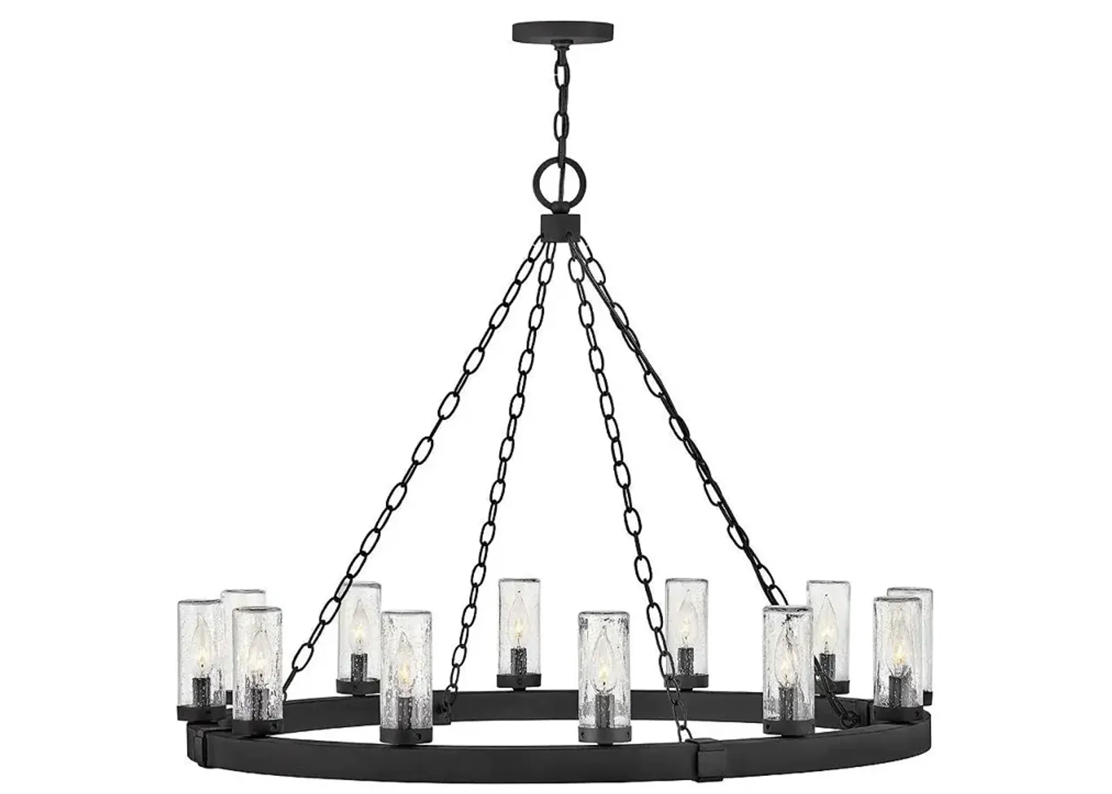 Sawyer 28 1/2"H Black 12-Light Ring Outdoor Hanging Light