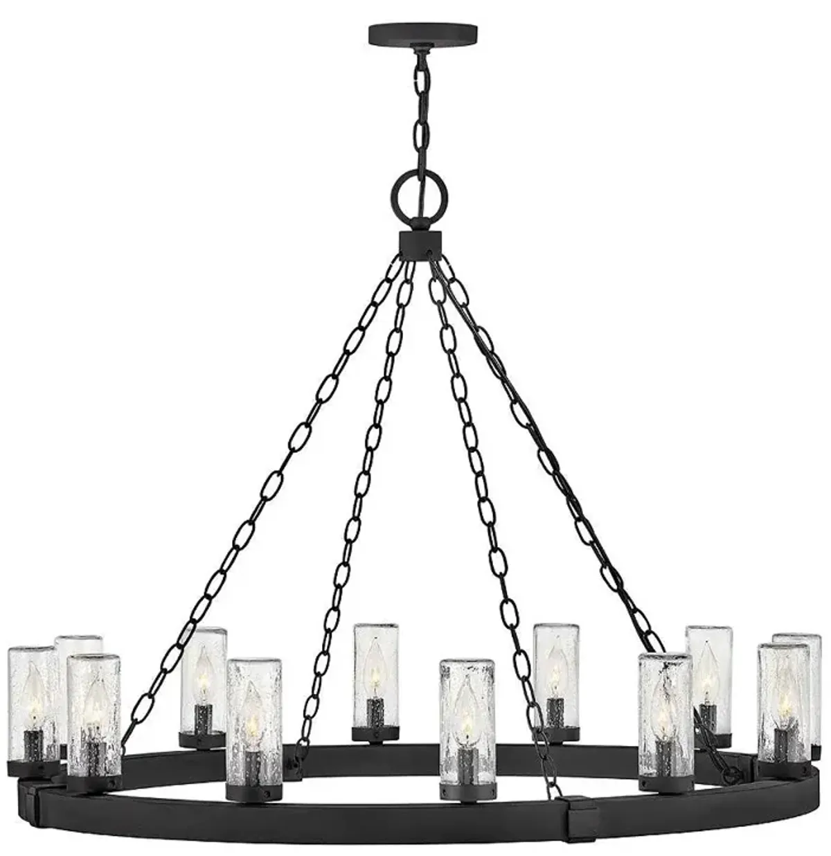 Sawyer 28 1/2"H Black 12-Light Ring Outdoor Hanging Light