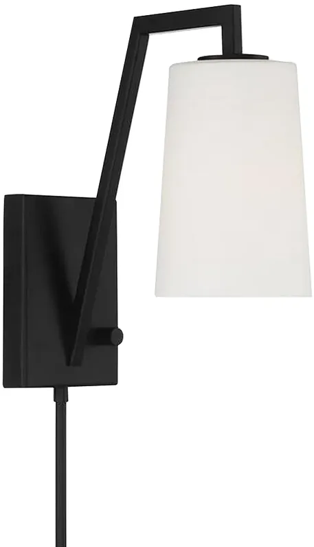 Crystorama Avon 12 1/4" Matte Black Hardwire or Plug-In Wall Lamp