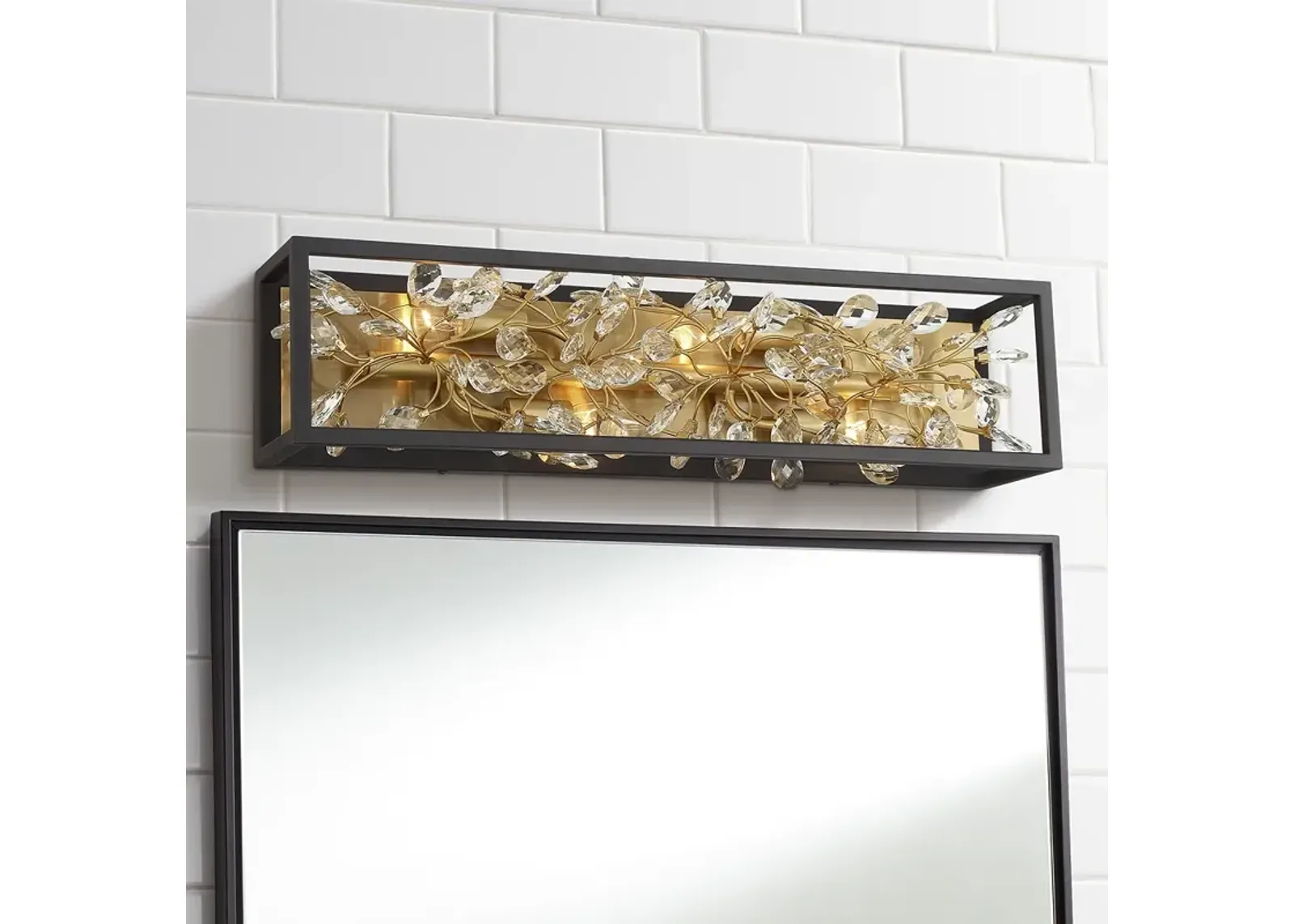 Possini Euro Carrine 24" Wide Black and Gold Plated 4-Light Bath Light