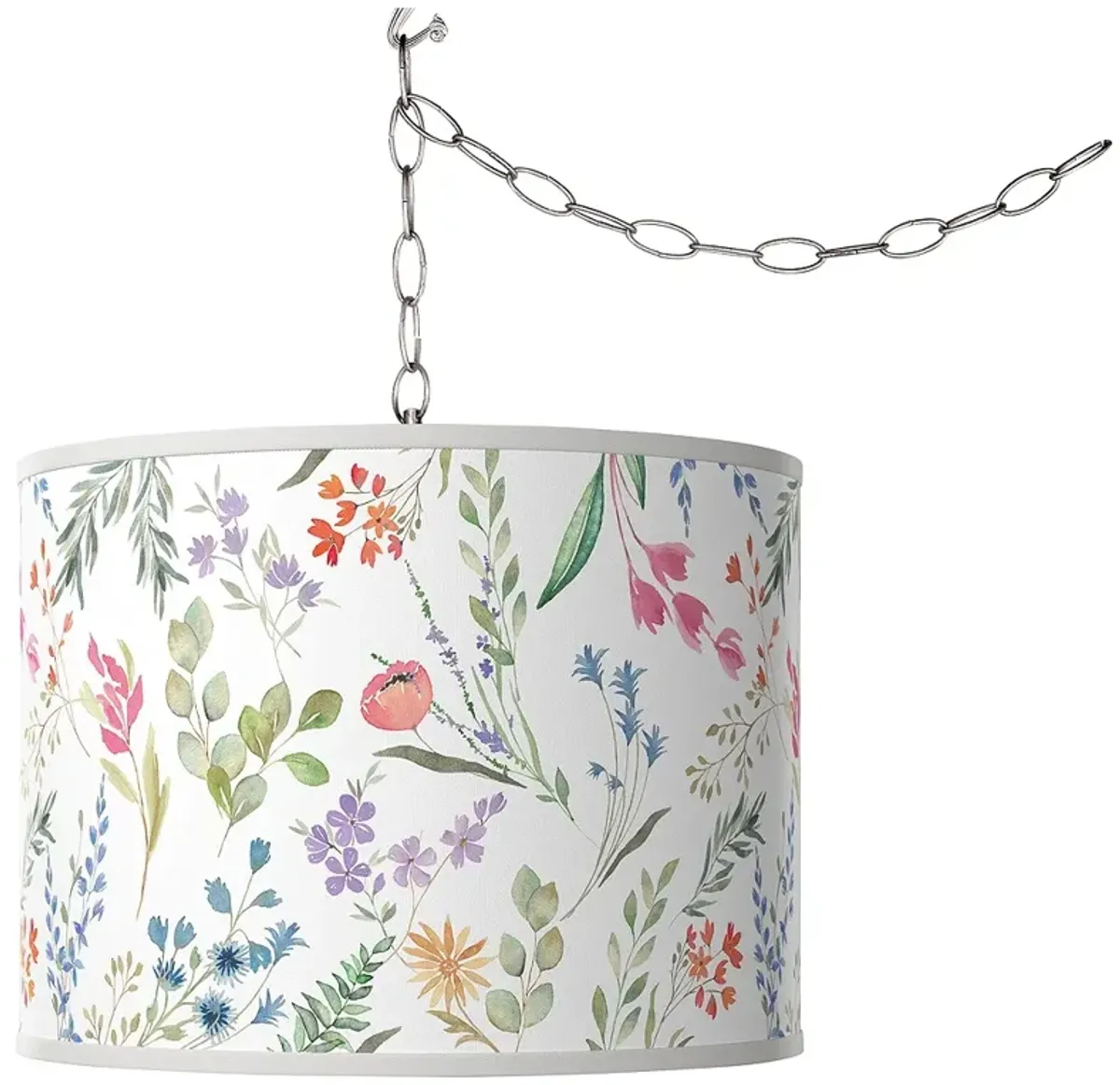 Swag Style Spring's Joy Giclee Shade Plug-In Chandelier