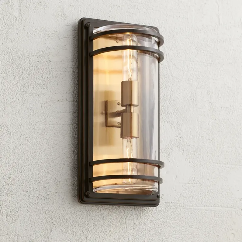 John Timberland Habitat 16" Bronze and Brass Outdoor Wall Light