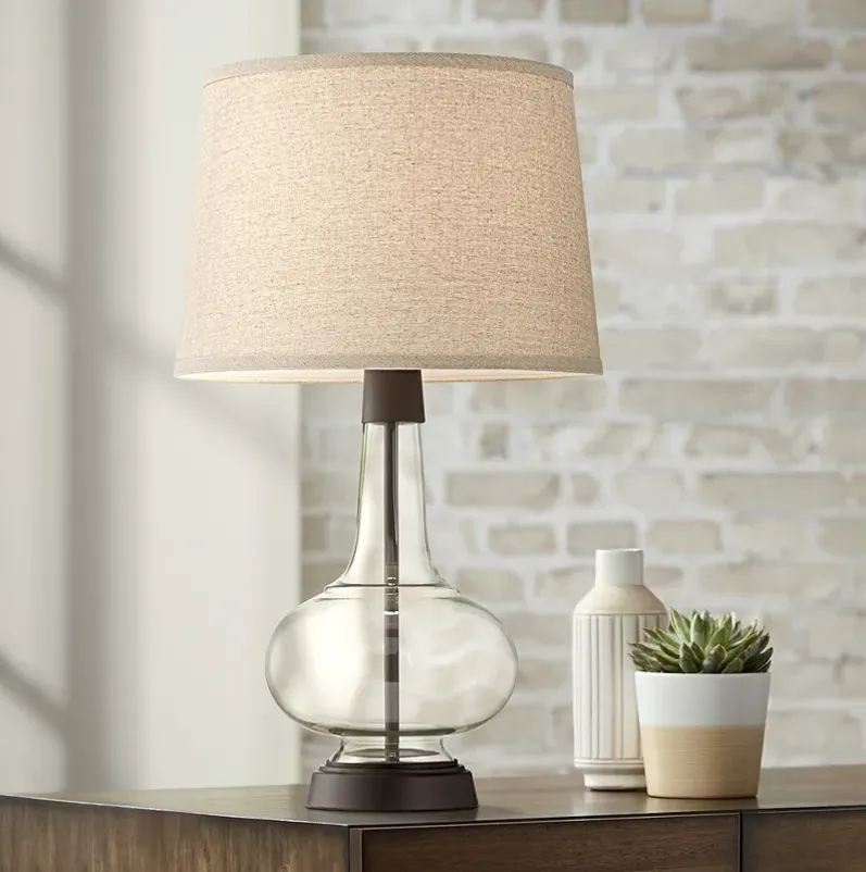 Pacific Coast Lighting Silas Bronze-Rubbed Metal and Clear Glass Table Lamp