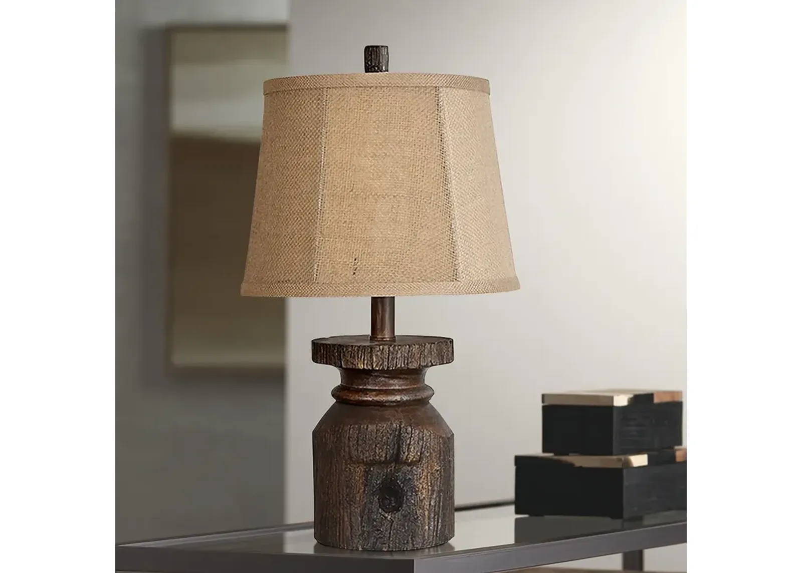 Crestview Collection Barn Post 20" Rustic Wood Accent Table Lamp